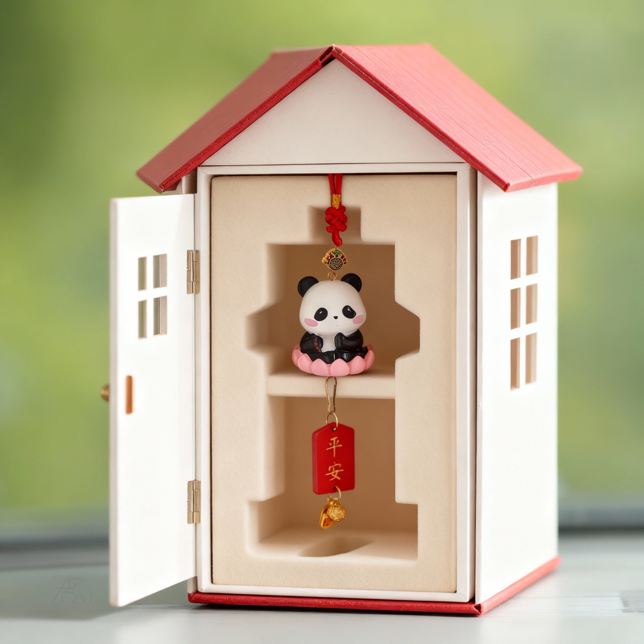 新中式熊猫树脂萌趣桌面摆件