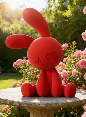 可爱兔子树脂桌面摆件情人节礼物