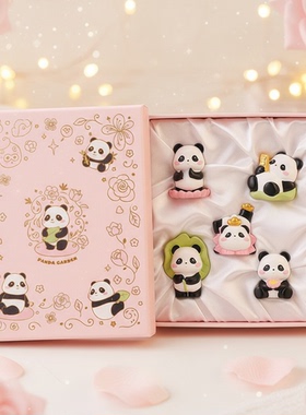 可爱熊猫树脂桌面摆件礼盒送女友