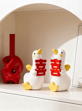 树脂卡通鸭子婚礼祝福摆件礼盒