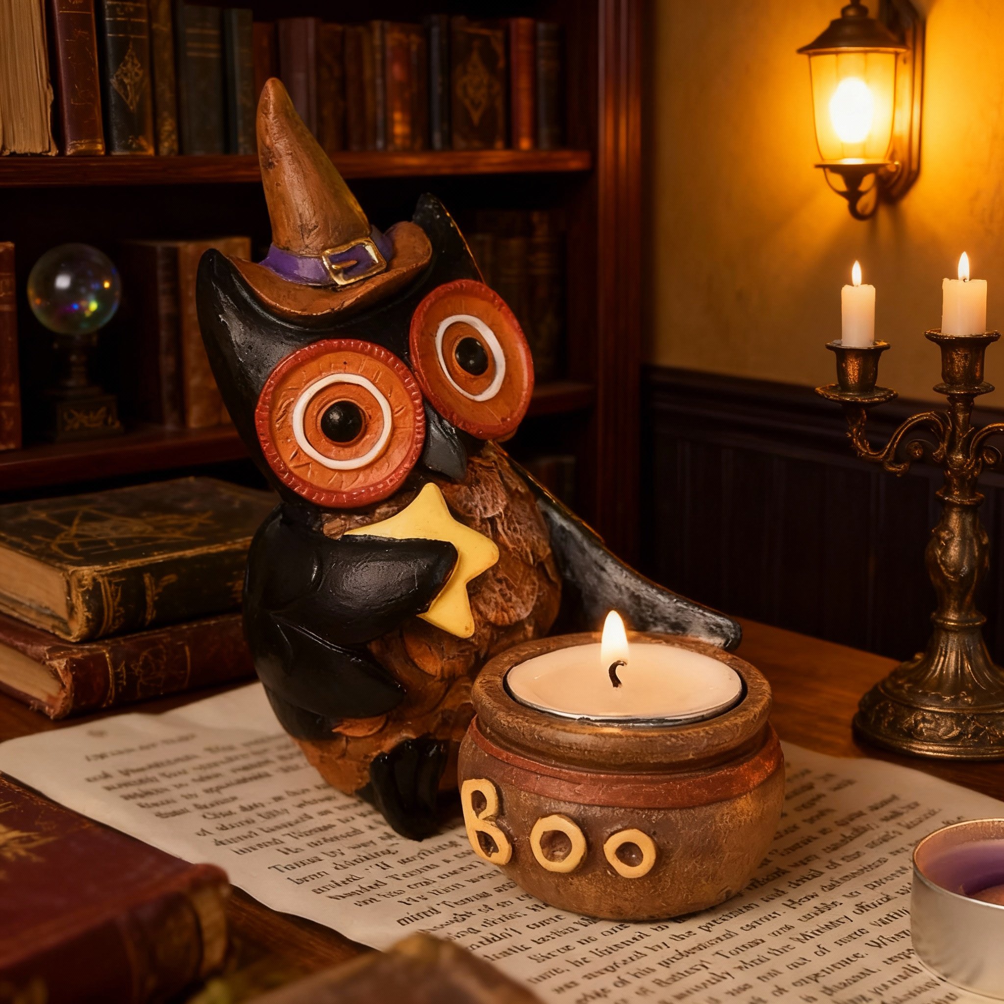 万圣节猫头鹰蜡烛台摆件欧式卡通书房装饰品潮玩手办,节庆用品/礼品,创意/设计灯,淘宝优惠券,粉丝福利购,淘宝优惠卷