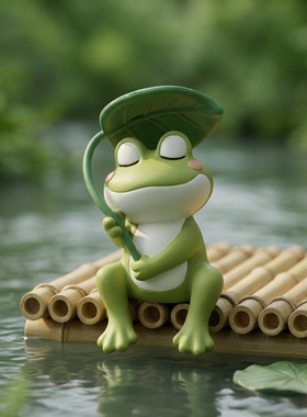 禅意青蛙树脂手绘防水茶宠摆件