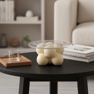 创意几何球体树脂收纳摆件卧室桌面装饰品简约储物盒