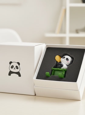 可爱熊猫树脂桌面摆件手机支架