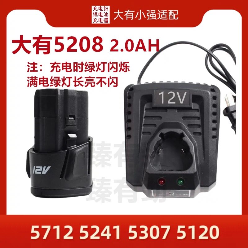 小强 大有12V手电钻充电钻螺丝刀电批 通用锂电池 座充 充电器