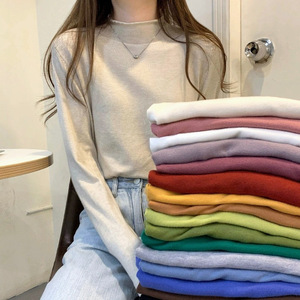 白色内搭打底衫女秋冬加厚高级感半高领一体绒针织衫长袖上衣秋季