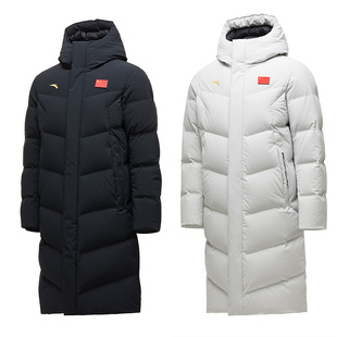 安踏国旗款长羽绒服运动休闲男女同款防风长款保暖连帽452540109