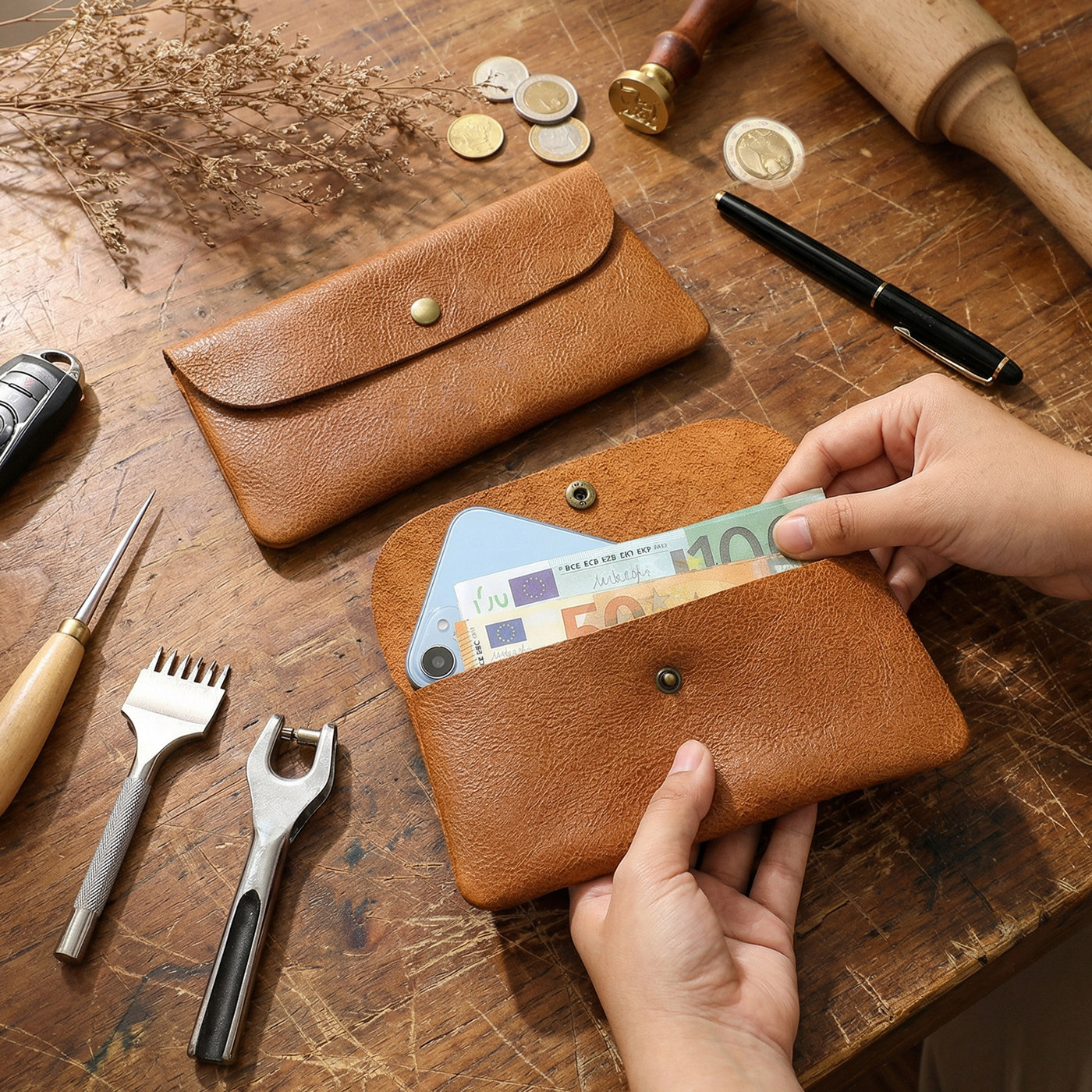 男士长款头层牛皮钱包超薄真皮钱夹大容量女学生皮夹简约手机包潮