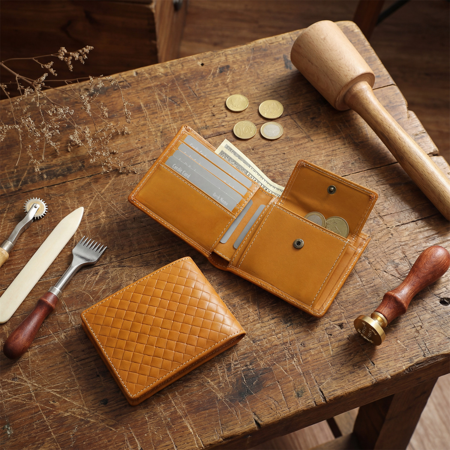 头层牛皮编织图案皮夹大容量男士休闲真皮短款钱包个性证件零钱包