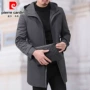 Áo khoác nam Pierre Cardin 2019 Xuân-Thu trẻ trung Áo gió nam trùm đầu dài Áo khoác nam giản dị - Áo gió áo gió 2 lớp chống nước