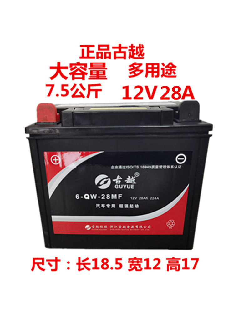 三轮摩托车电瓶适用于力帆福田三轮车12v28a免维护电池干电池电瓶