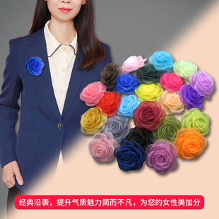 百搭玫瑰花仿真花新款 韩版 胸花胸针纯色蕾丝头饰夹子别针两用精致