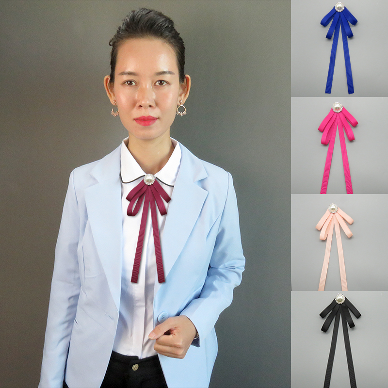 日韩风系带领花纯色蝴蝶结别针