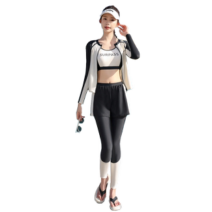 分体泳衣女士2025新款游泳防晒四件套保守长袖长裤冲浪浮潜水母服