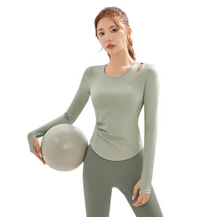 瑜伽服女秋冬2025新款套装上衣长袖修身速干跑步运动健身衣训练服