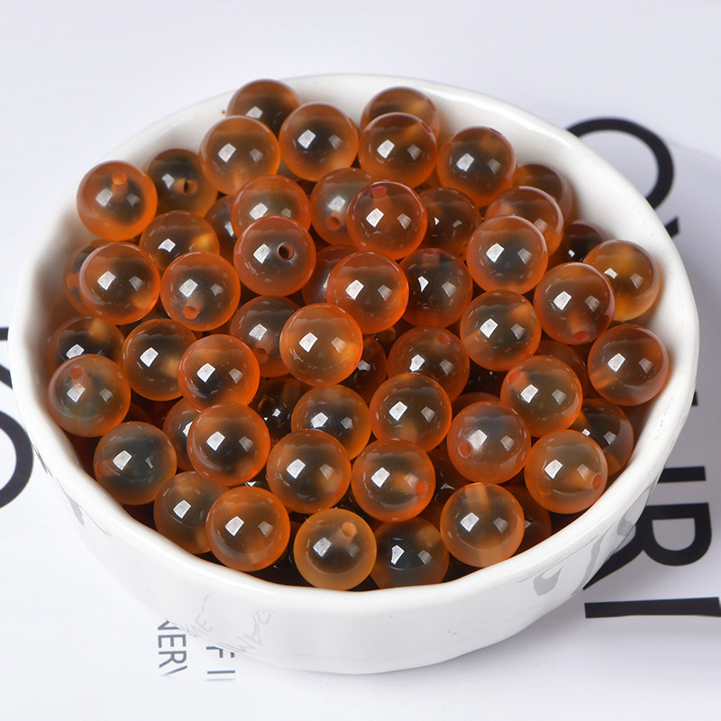 天然冰透黄糖心玛瑙diy串珠