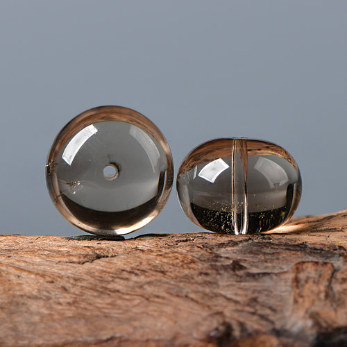 天然水晶茶晶鼓珠散珠子DIY