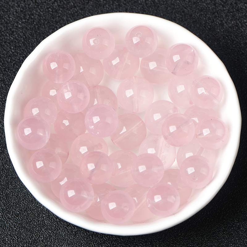 天然粉晶透体果冻粉diy手工散珠