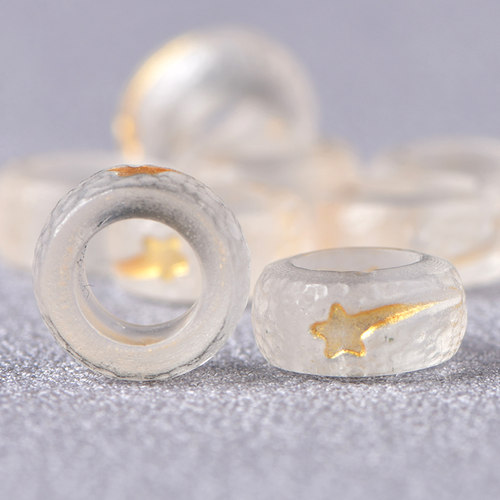 天然水晶磨砂白水晶星星跑环