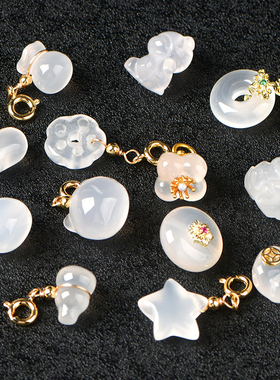 天然荔枝洞白玛瑙滴溜猫爪平安扣小吊坠diy手工串珠手链饰品配件