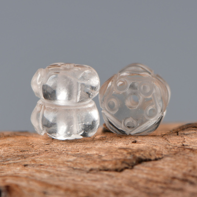 天然水晶白水晶并蒂莲散珠子