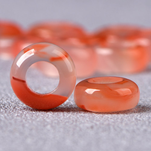 天然南红玛瑙冰飘跑环DIY配件