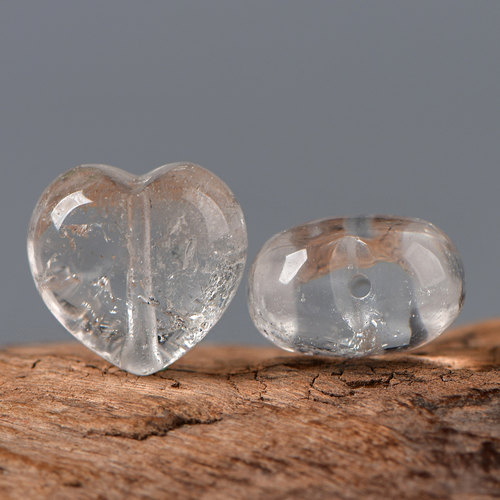 天然水晶白幽灵爱心散珠子DIY