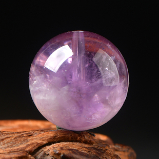 天然紫兔毛大颗粒圆珠手串珠紫水晶手链雪花diy手工项链饰品配件