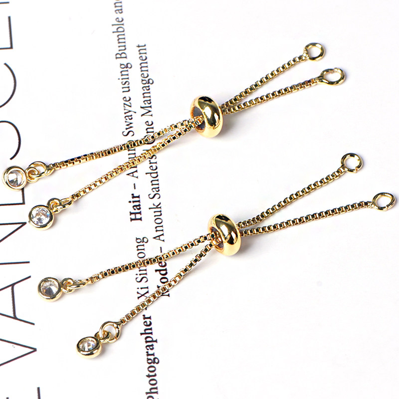 铜镀金收尾链手项链加长延长DIY手工饰品配件硅胶定位滑动调节链