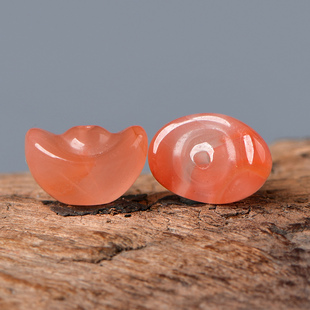 天然南红玛瑙雕刻元 宝diy串珠配珠手串项链首饰手工材料饰品