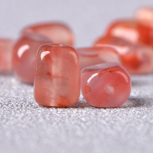 天然冰飘南红随形桶珠散珠子diy手工饰品配件材料串珠不规则单珠