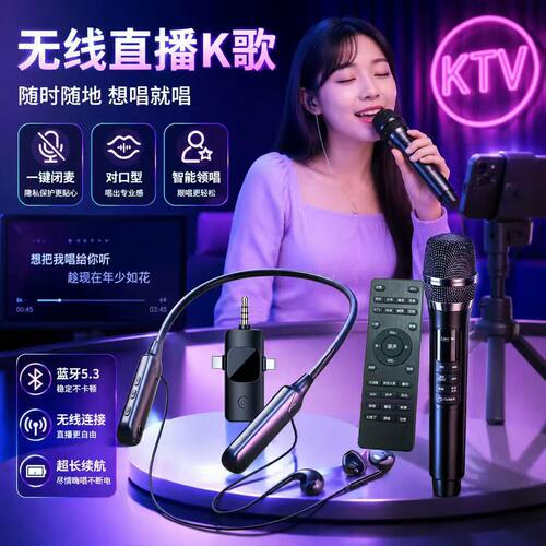 无线话筒声卡耳机一体机降噪直播