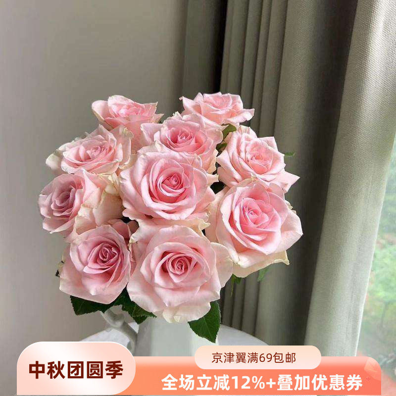 粉爱神玫瑰鲜切花瓶插花生日情人