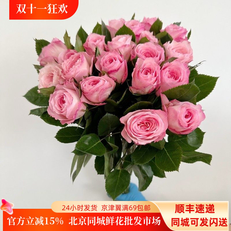 19朵梅拉玫瑰进口鲜花大朵淡香