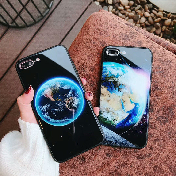 适用苹果8plus手机壳钢化玻璃iPhonex 7PLUS/7/6s/6p地球与月球