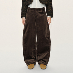 UR国内2025冬季女装休闲风简约百搭灯芯绒弯刀裤UYL650105