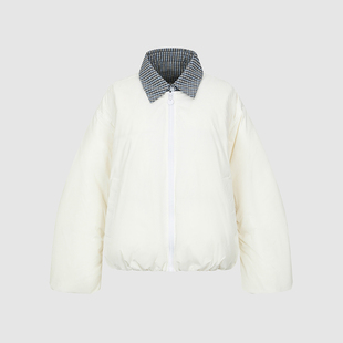 UR国内2025冬季女装撞色格纹领超宽松绗缝羽绒服UYL150075