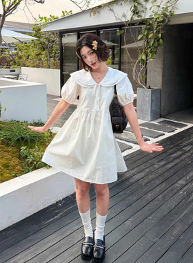 UR国内2026春夏女装休闲荷叶边泡泡袖棉质连衣裙UYY760022