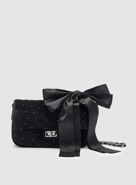 UR国内2025秋季女士时髦甜美丝绒烫钻单肩斜挎包UAWB50242