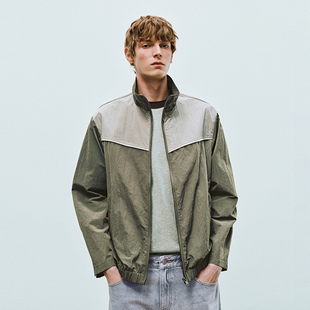 UR国内2025冬季男装户外休闲格纹拼接宽松夹克外套UMF150067