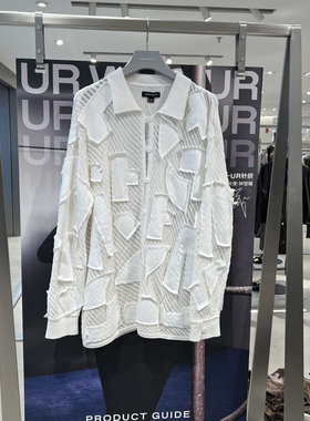 UR国内2025秋季女装设计感镂空拼接纽扣针织开衫UWG950202