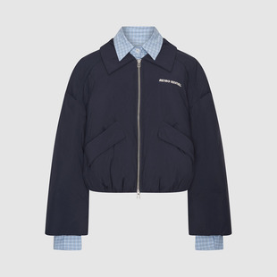 UR国内2025冬季女装休闲撞色格纹真两件翻领羽绒服UYL150067