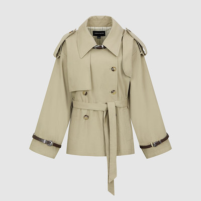 UR国内2025冬季女装魅力双排扣皮带腰带风衣外套UWG160010