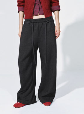 UR国内2026春季新款女装潮流简约松紧腰系带弯刀裤UYV650132