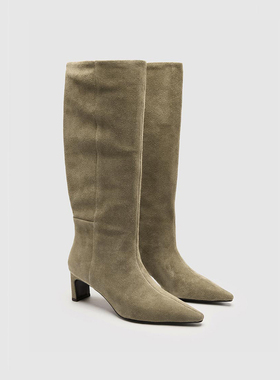 UR国内2025冬季女士时髦简约流光风气质真皮长靴子UAWS50127