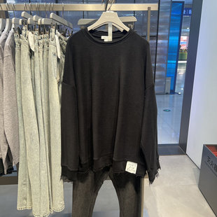 UR国内2025秋季男装潮流贴布图案毛须边超宽松卫衣UUV450084