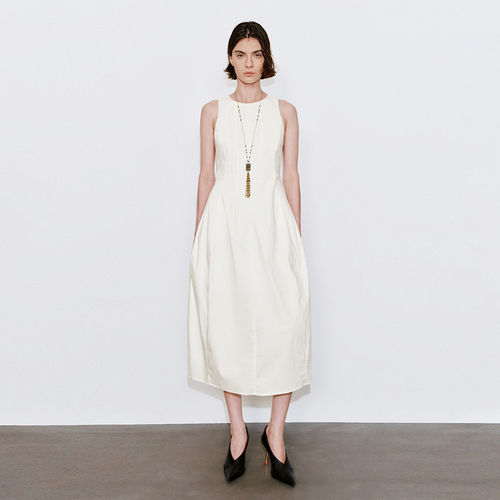 UR国内2026春夏女装气质粉彩风简约捏褶露腰连衣裙UWM760059