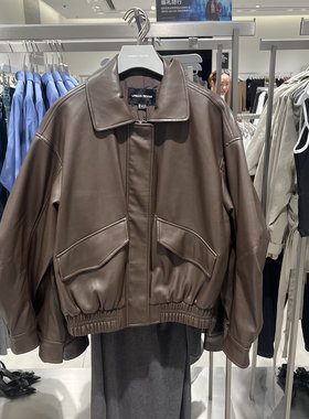 UR国内2025秋季女装琥珀流光风时尚休闲PU宽松外套UWJ150085