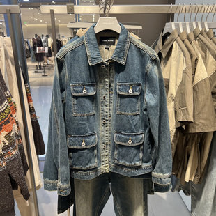 UR国内2025秋季男装休闲水洗多口袋棉质牛仔外套UML850103
