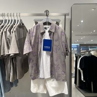 UR国内2026夏季男装慵懒假日风花卉印花短袖衬衫UMF260061